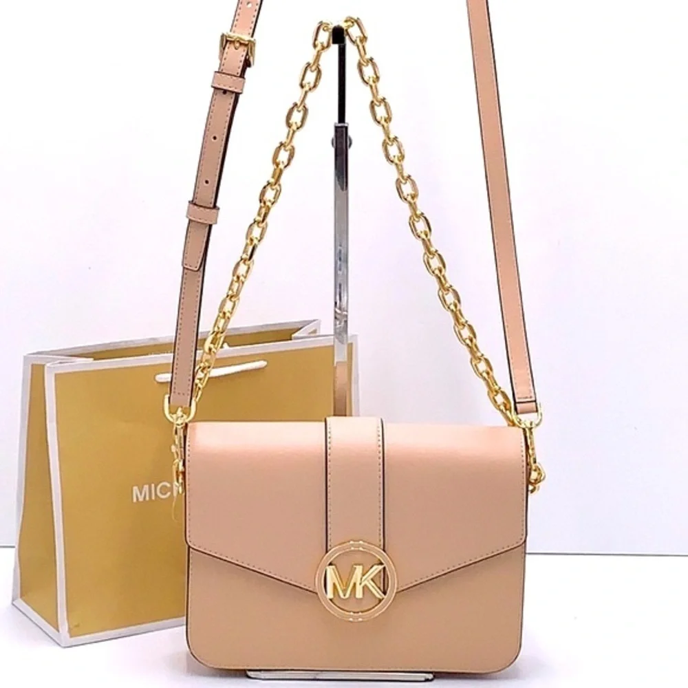 MICHAEL KORS CARMEN MEDIUM CONVERTIBLE SHOULDER BAG BUFF COLOR